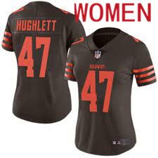 Women Cleveland Browns #47 Charley Hughlett Nike Brown Game NFL Jerseys->women nfl jersey->Women Jersey